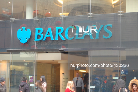 A branch of Barclays Bank trading on a Manchester high street, on Tuesday 10th February 2015. -- The environmental lobby group Friends of th...