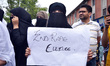 Kashmiri people hold protest against the rape of a three year old girl in Srinagar,Kashmir...
