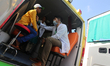 A boy gets medical check-up by a doctor at a medical van in Mumbai, India on 20 May 2019....