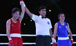 Indias woman boxer Mary Kom declered win against Vanlal Duati during the final of the seco...