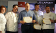 Laureates of the first World cup of chocolatines : Carlos Marsal (chef at the French Embas...