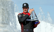 Will Power holds his trophy during the post-race awards ceremony at the Winner’s Circle fo...