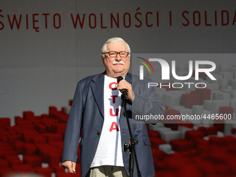 Former President of Poland Lech Walesa during the rally on the Dlugi Targ street is seen in Gdansk, Poland on 4th June 2019 Freedom and Soli... by Michal Fludra/NurPhoto