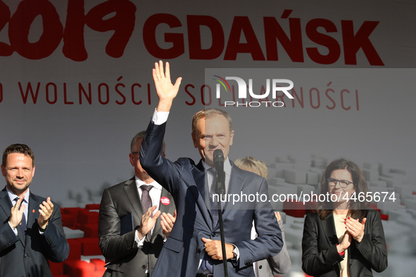 President of the European Council Donald Tusk during the rally on the Dlugi Targ street is seen in Gdansk, Poland on 4th June 2019 Freedom a... by Michal Fludra/NurPhoto