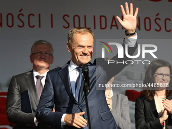 President of the European Council Donald Tusk during the rally on the Dlugi Targ street is seen in Gdansk, Poland on 4th June 2019 Freedom a... by Michal Fludra/NurPhoto