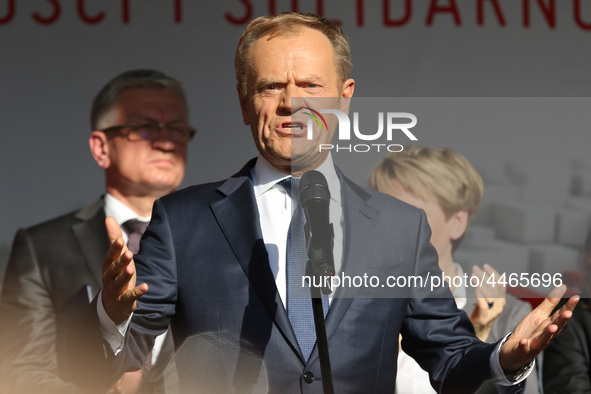 President of the European Council Donald Tusk during the rally on the Dlugi Targ street is seen in Gdansk, Poland on 4th June 2019 Freedom a... by Michal Fludra/NurPhoto