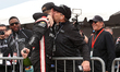 Josef Newgarden is congratulated by his father Joey Newgarden during the awards ceremony f...