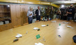 Serhiy Parashin (C), former Deputy Director of the Chernobyl nuclear plant by the the part...