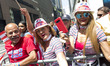 Spectators celebrate during the 62nd annual Puerto Rican Day Parade on June 9, 2019 in New...