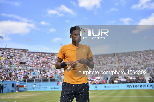 Felix Auger-Aliassime of Canada is pictured during the semi-final of ATP Fever-Tree Championships tennis tournament at Queen's Club in west... by Alberto Pezzali/NurPhoto