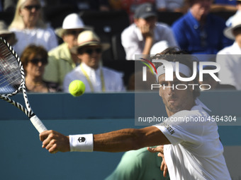 Feliciano Lopez of Spain is pictured during the semi-final of ATP Fever-Tree Championships tennis tournament at Queen's Club in west London... by Alberto Pezzali/NurPhoto