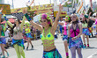 Dancers dressed in mermaid-themed costumes perform during Coney Islands Mermaid Parade on...