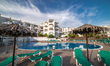 Swimming pool during the day and night at a luxury all-inclusive holidays hotel with view...