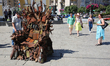 People look at the iron Throne installed at Independence Square in Kyiv,  Ukraine,  June 2...