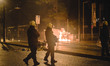 Protesters clashed with riot police in central Athens, following a peaceful anti-EU march...