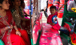 A family going out in colorful dresses to enjoy the weekend on February 27, 2015 in Bandar...