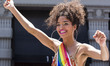Non-binary actress Indya Moore from the popular tv series “Pose” celebrates as a Grand Mar...