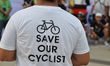 A man wears a t-shirt with slogan 'Save Our Cyclist' during Chilean cyclist, Juan Francisc...