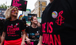 Paraders from human rights organisation Amnesty International party on Portland Place at t...
