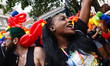Paraders party on Portland Place at the 2019 Pride parade in London, England, on July 6, 2...