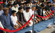 Thousands of Muslims participate in a group prayer during the 43rd Jalsa Salana (annual co...