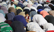Thousands of Muslims participate in a group prayer during the 43rd Jalsa Salana (annual co...