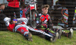  Luke Chessell (lying down) and Kyle Bickley watch the racing during the National League 4...