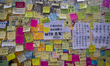 A general view showing a Lennon Wall in Sha Tin in Hong Kong, China. 17 July 2019. Lennon...