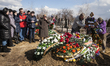 Funerals of a coal miners who was killed in a mine collapse at Zasyadtko mine, is laid in...