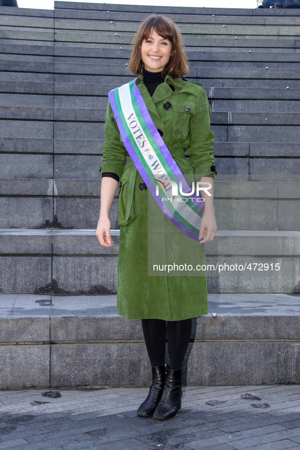 Gemma Arterton supports International Womens Day on 08/03/2015 at The Scoop, London. Leading feminists join 21st century Suffragettes led by...