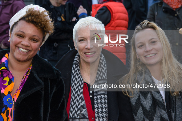 Radio One DJ Gemma Cairney and Anne Lennox support International Womens Day on 08/03/2015 at The Scoop, London. Leading feminists join 21st...