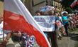 Religious devotees and supporters during a rally under the slogan "The Wall of support for...