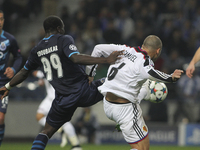 Porto's Cameroonian forward Vincent Aboubakar and Basel's defender Walter Samuel during the UEFA Champions League match between FC Porto and...