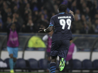 Porto's Cameroonian forward Vincent Aboubakar celebrates after scoring a goal during the UEFA Champions League match between FC Porto and FC...