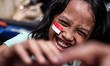 A girl smile as her poses during celebrating Indonesia's 74th Independence Day in Jakarta,...