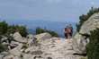 Tourists seen on a rocky trail near Kasprowy Wierch.Thanks to the sunny weather at the en...