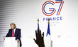Donald Trump, President of the USA, speaks at the closing press conference of the G7 summi...