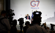Donald Trump, President of the USA, speaks at the closing press conference of the G7 summi...