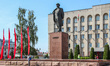Lenin (Vladimir Ilyich Ulyanov) monument is seen in Grodno, Belarus on 30 August 2019  