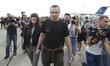 Ukrainian film director Oleg Sentsov, who was jailed on terrorism charges in Russia, walks...