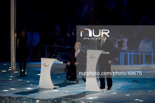Dmitriy Chernyshenko speaks during the opening ceremonies of the Sochi 2014 Paralympic  Games. 