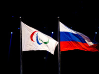 Opening Ceremony : Men's Slalom Sitting Opening Ceremony for The 2014 Olympic Winter Games at ''FISHT'' Olympic Stadium in Sochi, Russia. (