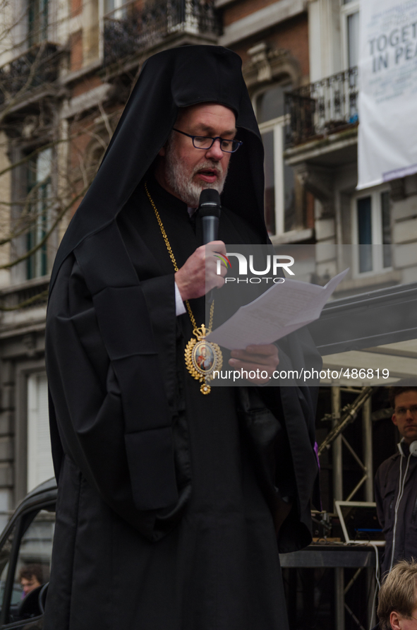 Brussels,Belgium. 15/03/2015: In response to the terror and fear of calling the representatives of the various Christian churches, Judaism,... by Jonathan Raa/NurPhoto
