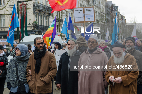 Brussels,Belgium. 15/03/2015: In response to the terror and fear of calling the representatives of the various Christian churches, Judaism,... by Jonathan Raa/NurPhoto