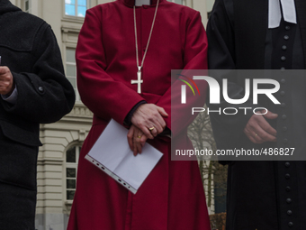 Brussels,Belgium. 15/03/2015: In response to the terror and fear of calling the representatives of the various Christian churches, Judaism,... by Jonathan Raa/NurPhoto