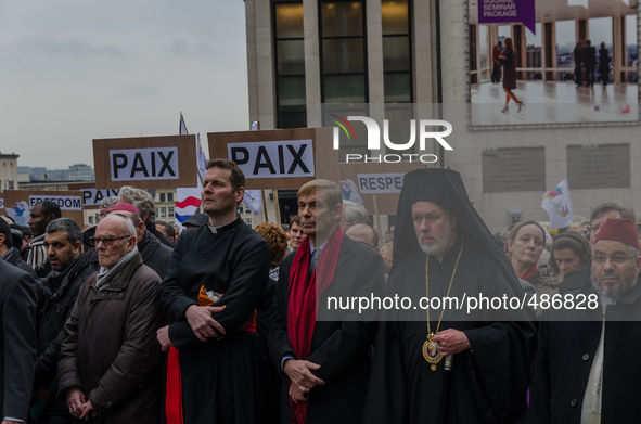 Brussels,Belgium. 15/03/2015: In response to the terror and fear of calling the representatives of the various Christian churches, Judaism,... by Jonathan Raa/NurPhoto