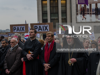 Brussels,Belgium. 15/03/2015: In response to the terror and fear of calling the representatives of the various Christian churches, Judaism,... by Jonathan Raa/NurPhoto