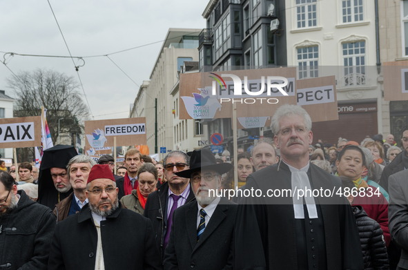 Brussels,Belgium. 15/03/2015: In response to the terror and fear of calling the representatives of the various Christian churches, Judaism,... by Jonathan Raa/NurPhoto