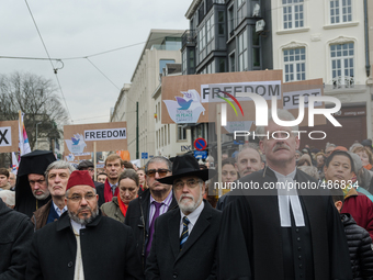 Brussels,Belgium. 15/03/2015: In response to the terror and fear of calling the representatives of the various Christian churches, Judaism,... by Jonathan Raa/NurPhoto