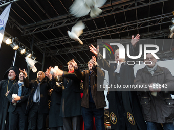 Brussels,Belgium. 15/03/2015: In response to the terror and fear of calling the representatives of the various Christian churches, Judaism,... by Jonathan Raa/NurPhoto